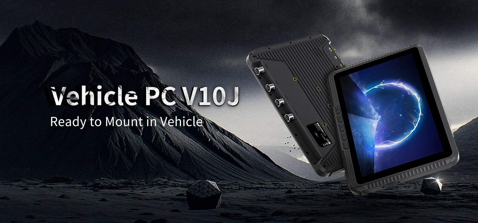 Rugged vehicle PC V10J for automotive applications, durable embedded computer for vehicle mounting, industrial vehicle PC for rugged environments, suitable for transportation and automotive industries.