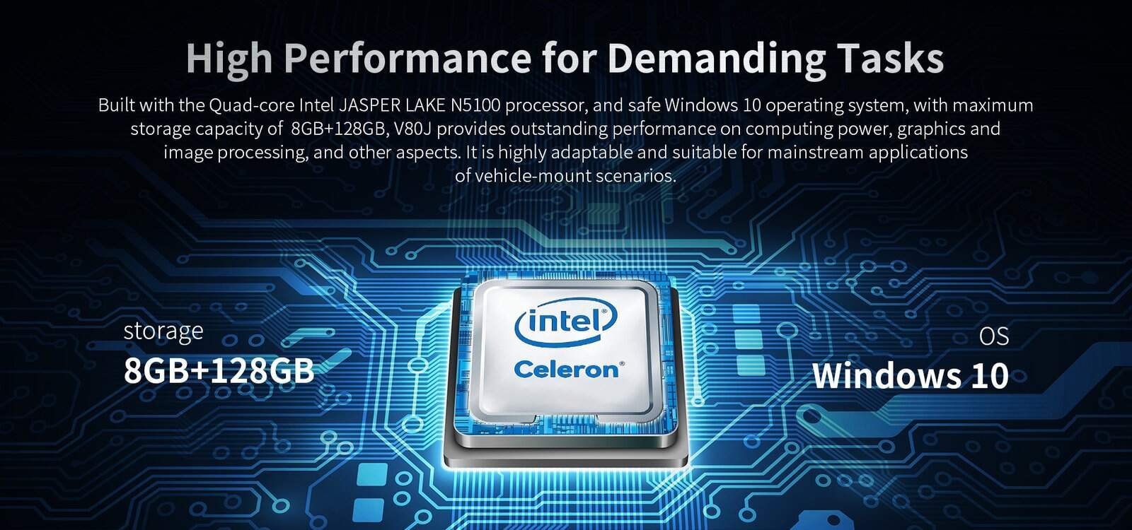 Built-in Intel Celeron processor and Windows 10 OS, high-performance embedded PC for industrial automation, vehicle-mount systems, and intelligent applications.