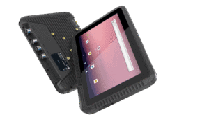 Rugged industrial tablet with touchscreen display for industrial automation and fieldwork.