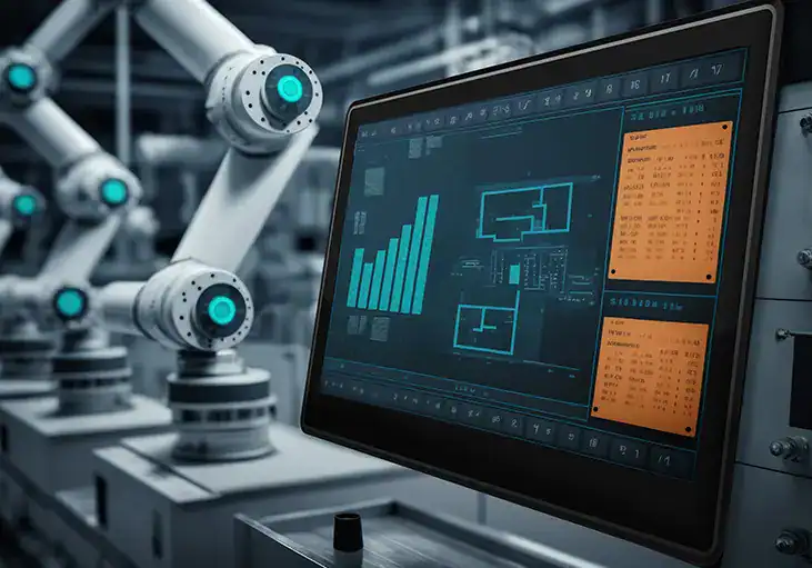 Precision industrial automation monitoring using advanced embedded PCs and robotics technology.
