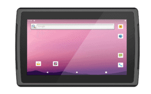 Emdoor IPC industrial tablet with a 10-inch display, black bezel, and user interface showing apps and search bar, ideal for industrial and commercial applications.