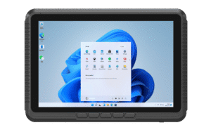 Industrial touchscreen computer with rugged design, suitable for industrial automation and control applications.