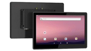 Emdoor IPC industrial tablet with a large touchscreen display, black back cover, and rugged design suitable for industrial applications.