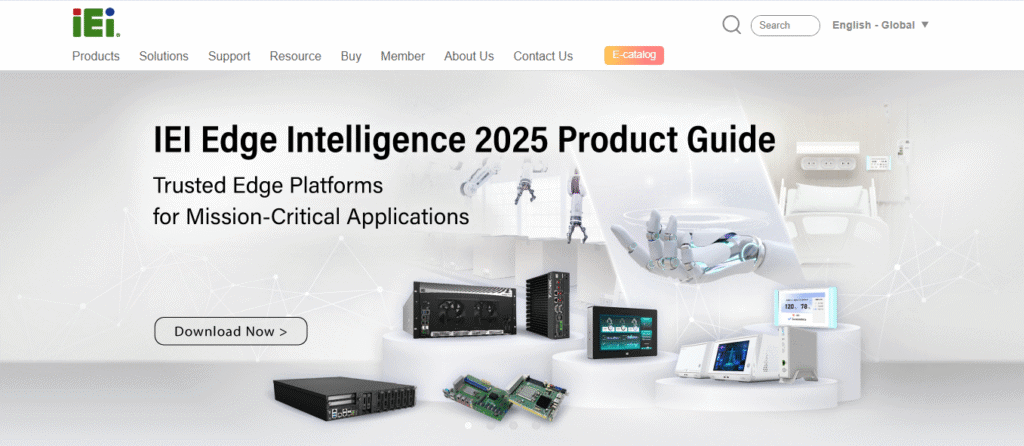 Edge computing hardware designed for mission-critical applications in industrial automation and healthcare; includes rugged embedded systems, industrial IoT devices, and medical-grade monitors from IEI.