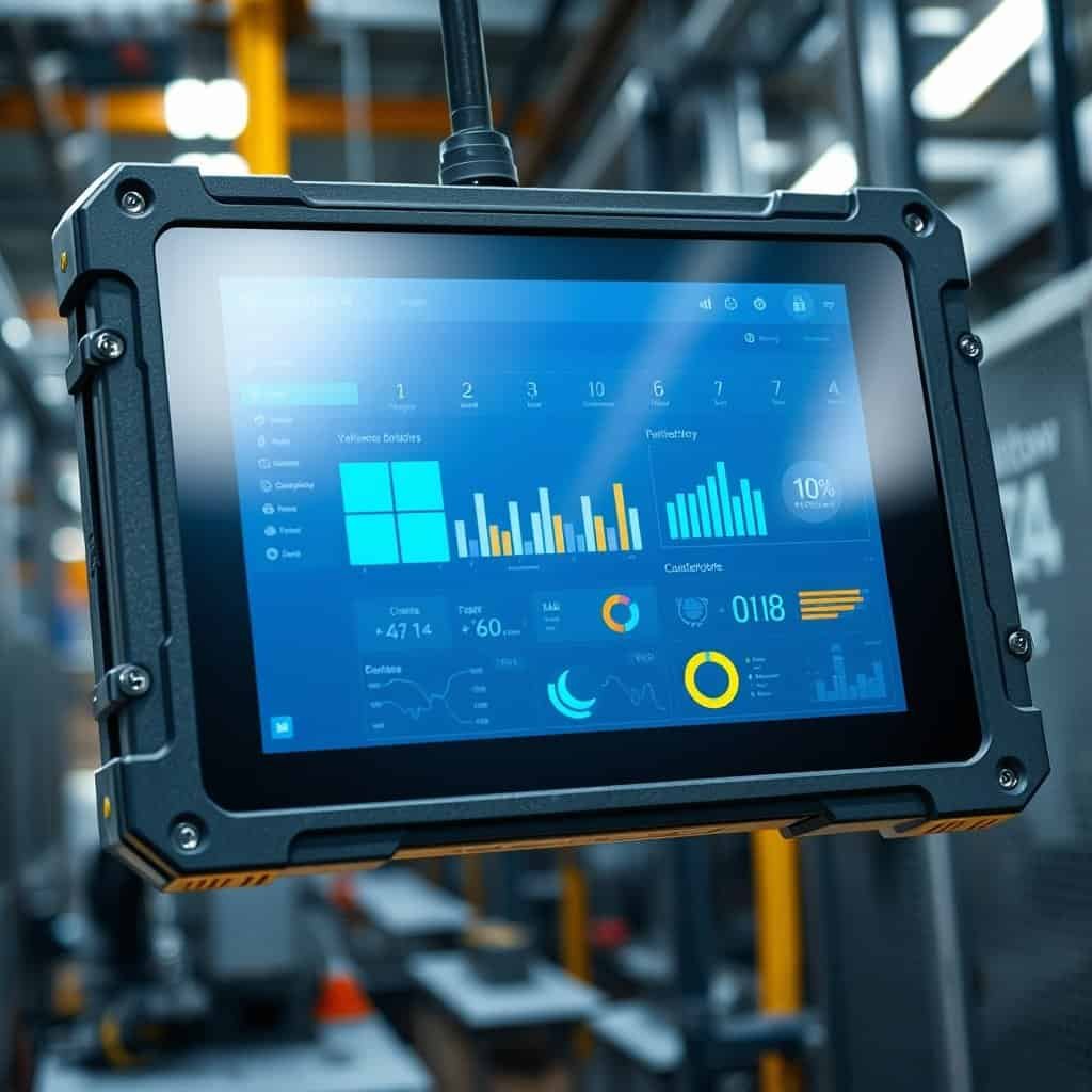 High-performance industrial tablet with rugged design and advanced touchscreen technology for manufacturing and automation applications.