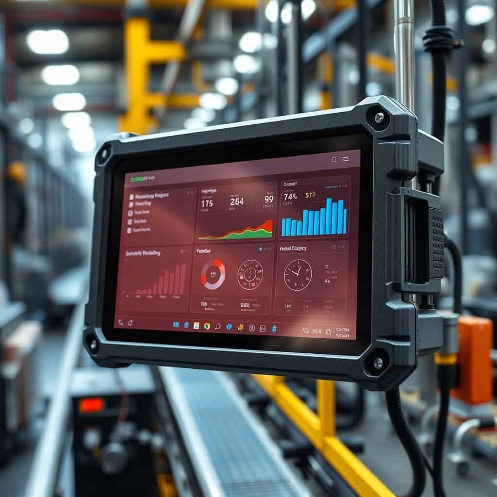 High-performance industrial tablet with rugged design and advanced data analytics capabilities for manufacturing and automation environments.