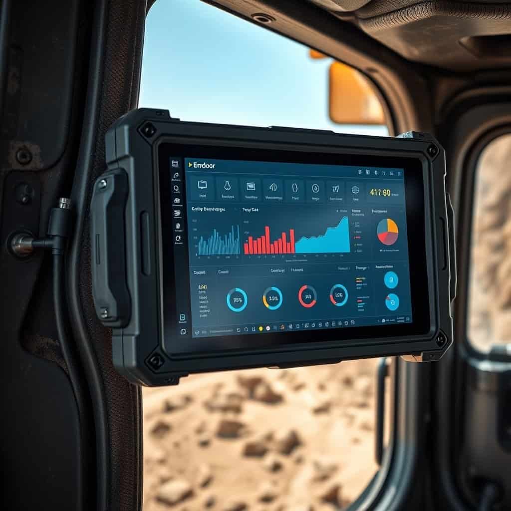 Emdoor MIL-STD-810H industrial tablet PC Windows 10 in harsh mining vehicle mount