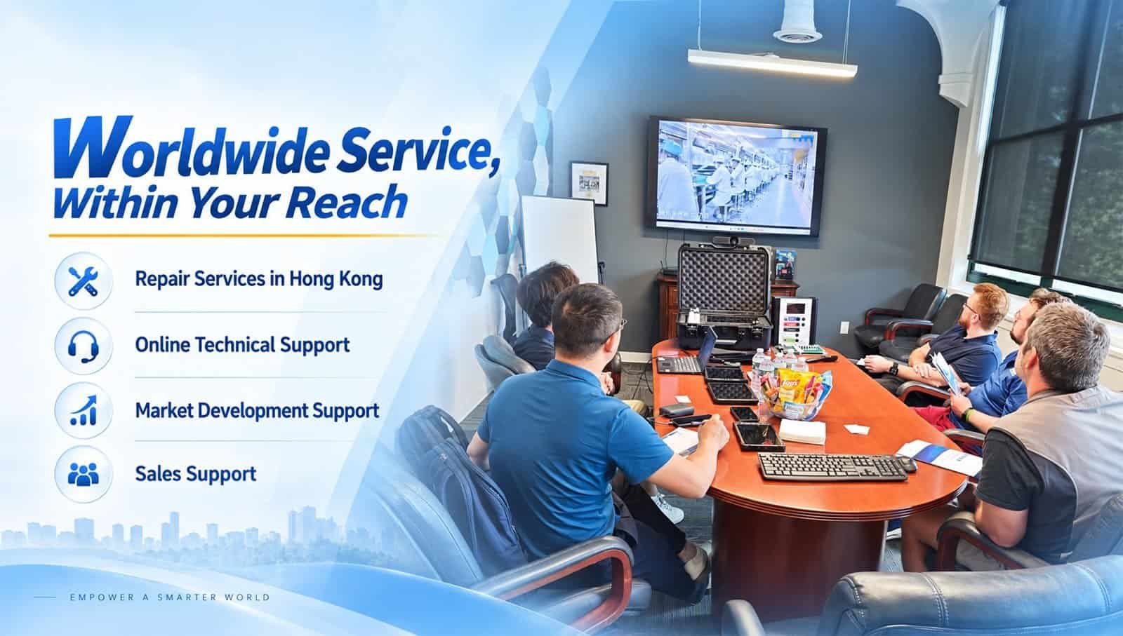 Emdoor technical team conducting an on-site customer service discussion